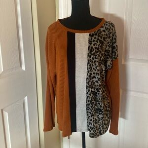 I.N. STUDIO knit mixed media top Sz XL EUC super soft